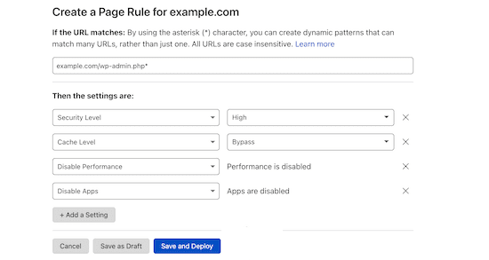 Cloudflare Page Rule